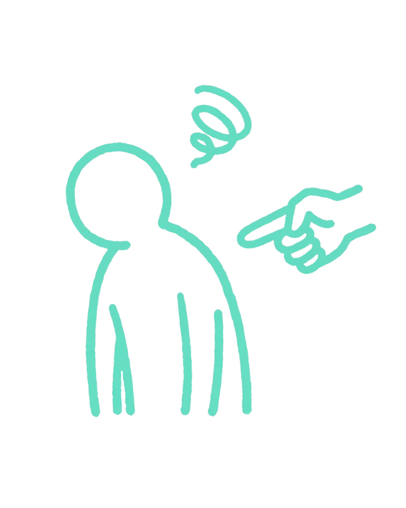 LPやバナーのせいにされて落ち込む様子のイラスト